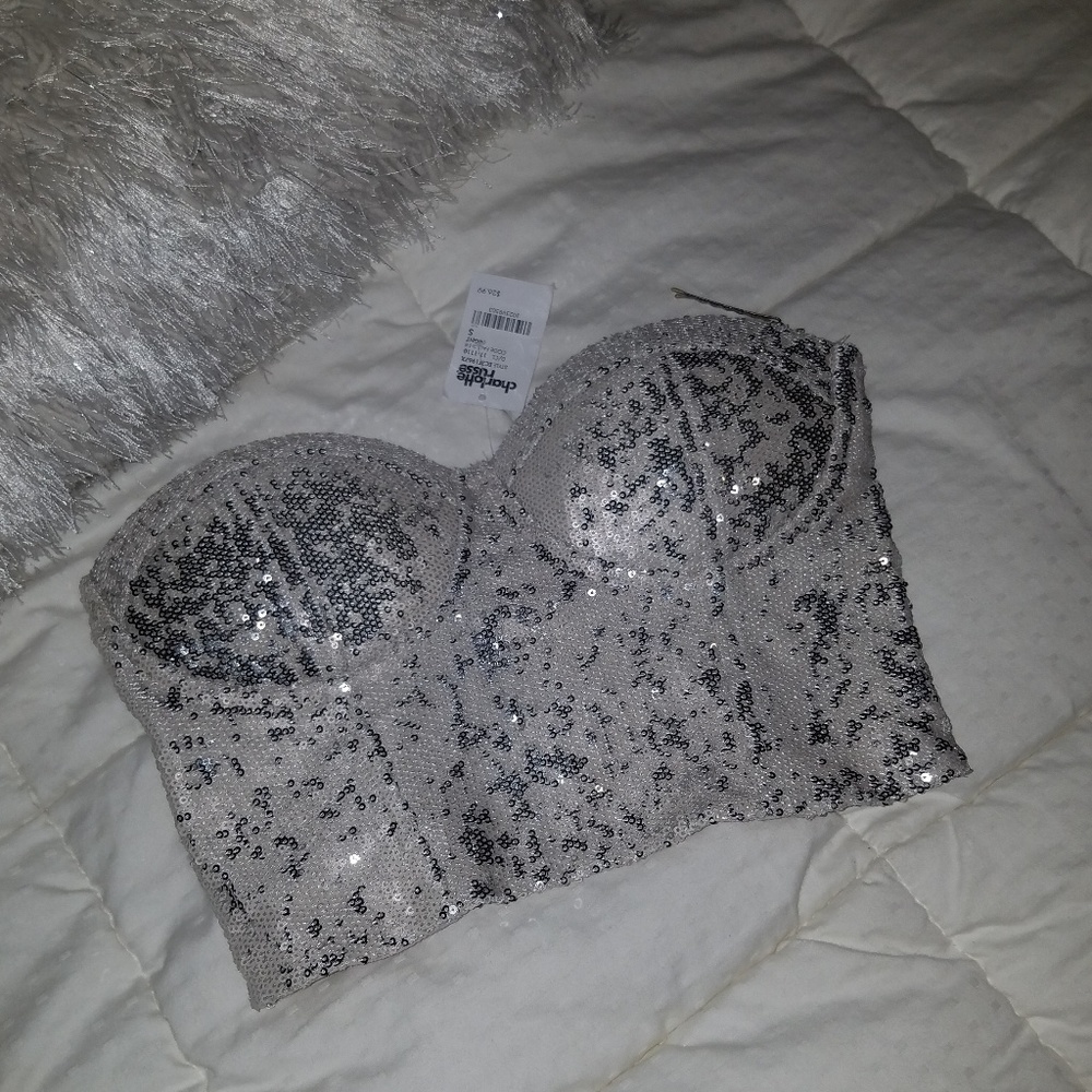 Charlotte Russe Silver Sequin Corset